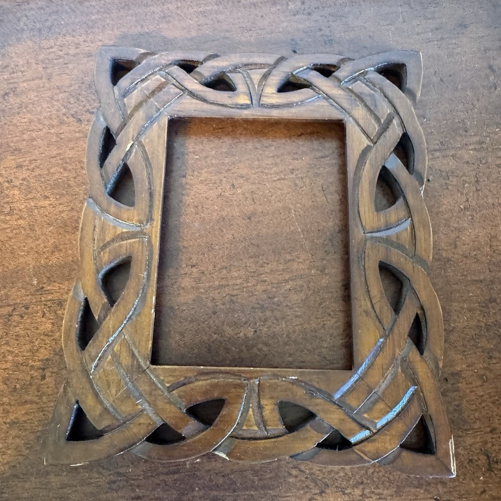 4x5" Photo Celtic Style Wood Carved Picture Frame 7.25"x6.25 - Frame Only